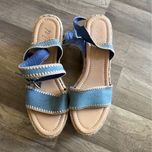 Matisse Strappy Wedge Sandals Blue Denim Sz 9